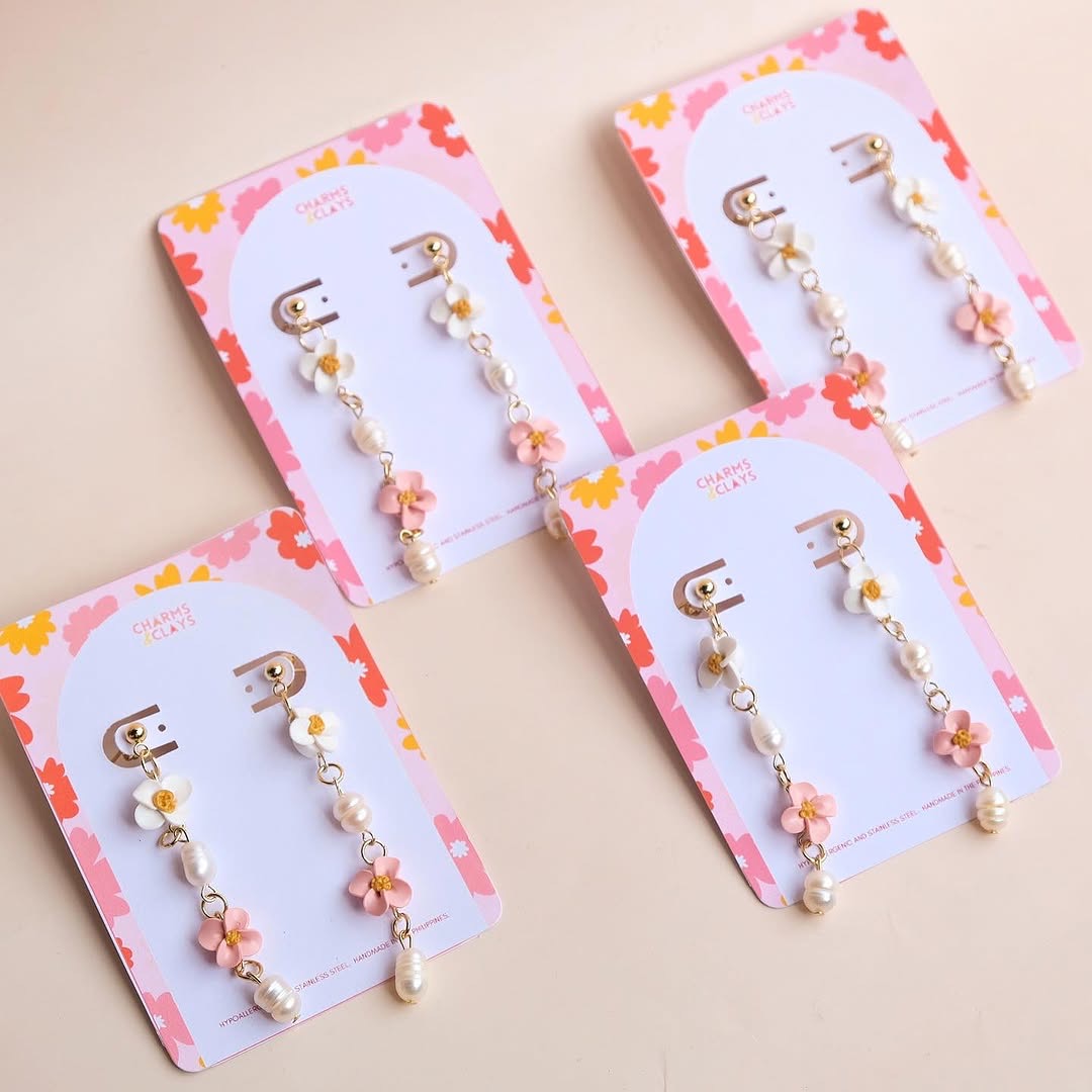 Spring Haven earrings on branded packaging card displayed on white box